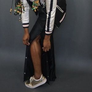 Black, Elastic Waistband Starter Pants